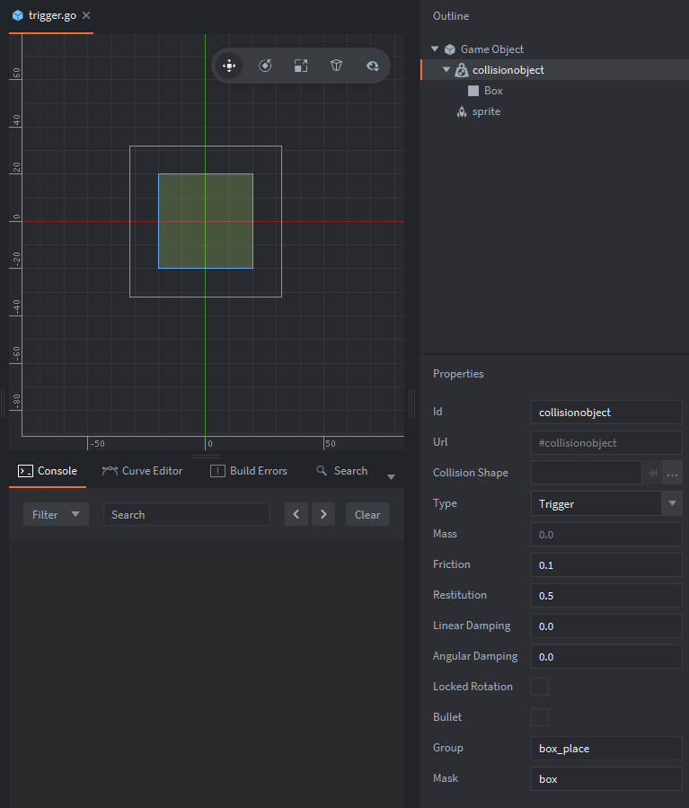 GameObject Trigger dengan collision component